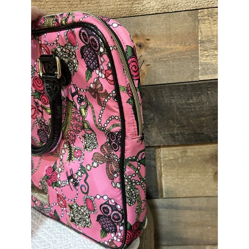 Betsey Johnson Pink Roses Cats & Bling Laptop‎ Bag